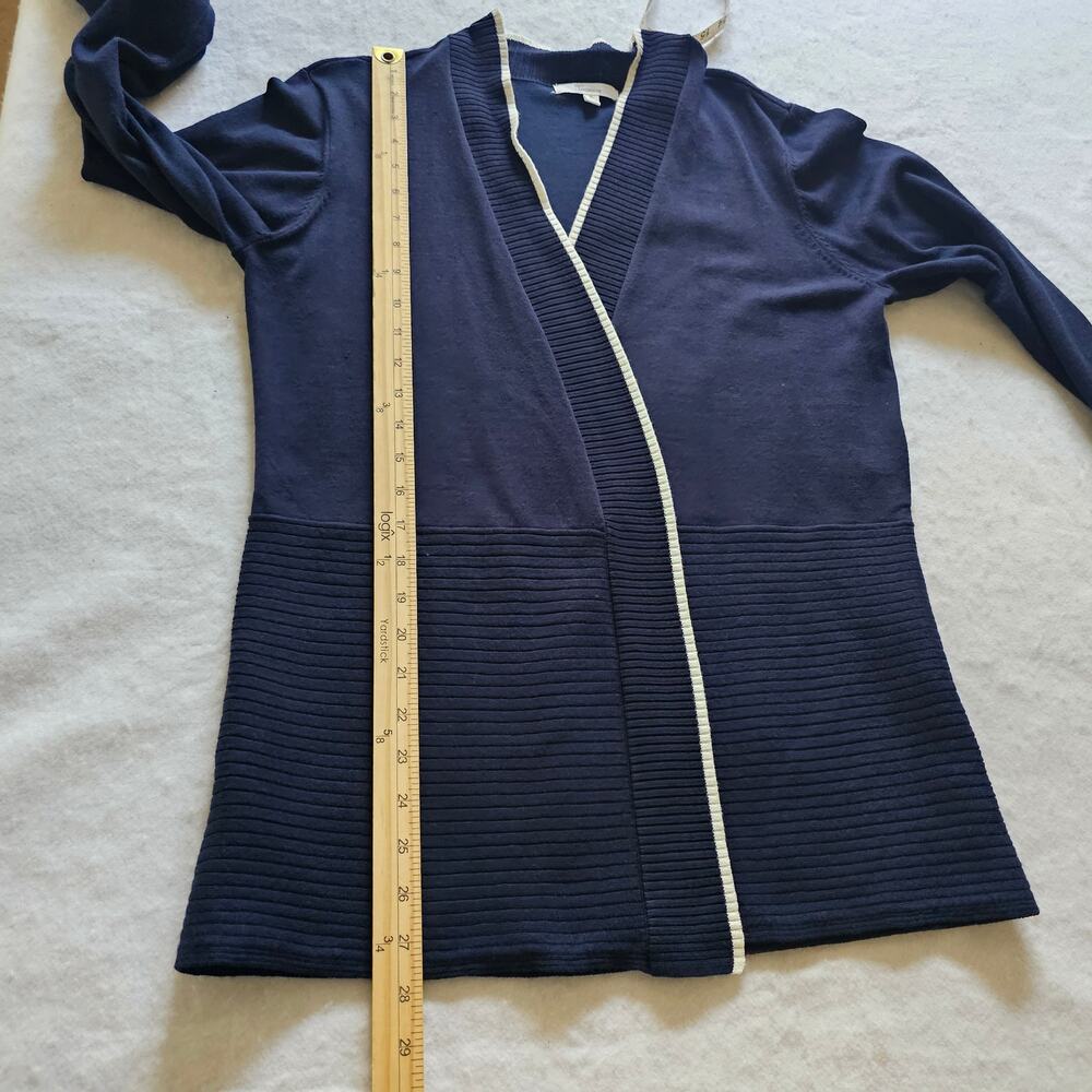 89th + Madison Women's Buttonless Cardigan Old Money, Blue White Size XL - Picture 7 of 10